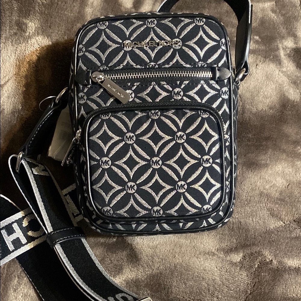 Michael Kors Black and Silver Crossbody Bag